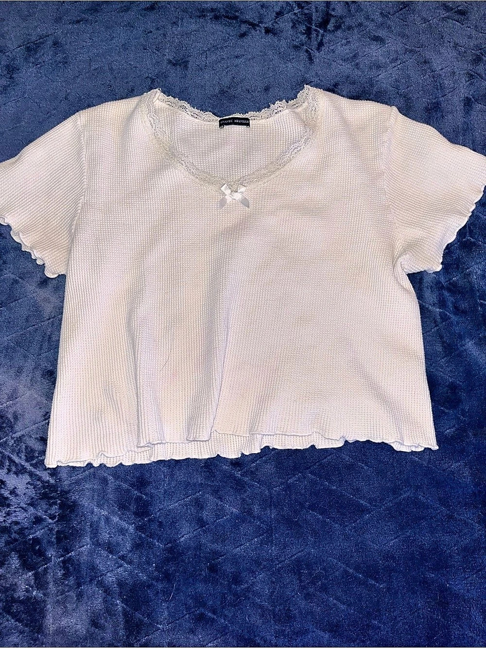 Brandy Melville Short Sleeve Knit Top in White